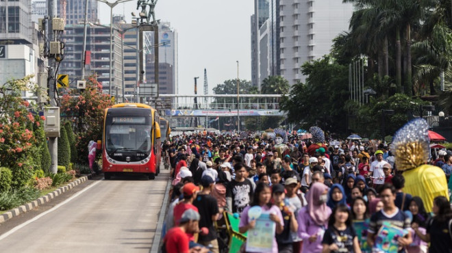 Menschensammlung in Jakarta
