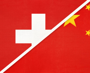 China Schweiz Flaggen 