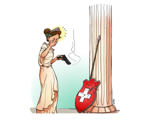 Dame Helvetia a tiré sur l'écussion suisse