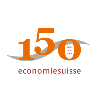 Schriftzug "150 Jahre /ans /anni economiesuisse"